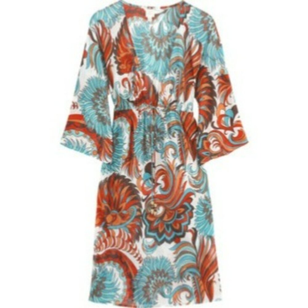 Milly Cabana Womens V-Neck Printed Tunic Cover-Up Dress Size S Multicolor Swimwe